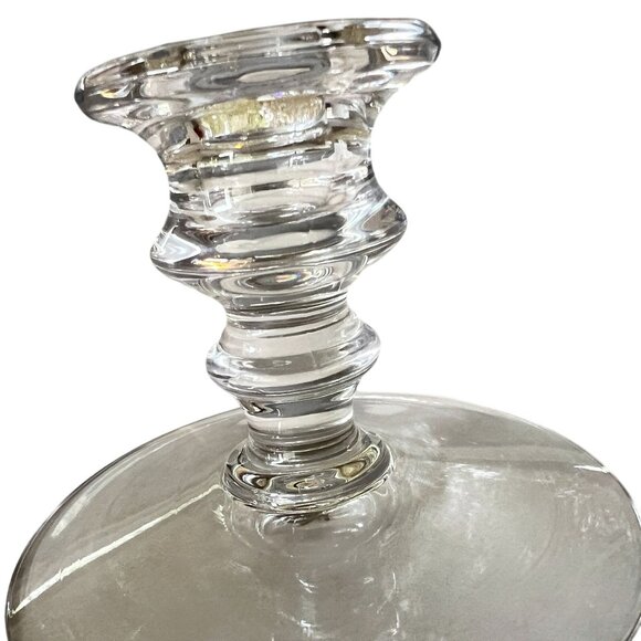 Set Of 3 Vtg Clear Pressed Glass Taper Candle Holder Mid-Century Ribbed Design - Picture 4 of 13